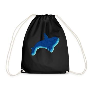 Orca Shirt, Blue Water Orca Killer Whale Native - Drawstring Bag - black - Front