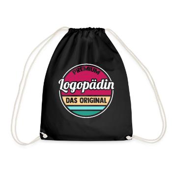 Logopädie Logopädin - Turnbeutel - Schwarz - Vorne