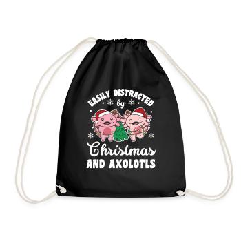 Facilement distrait par Noël et les axolotls - Sac de sport léger - noir - Devant