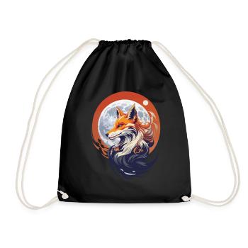 Mystic Fox in Moonlight Fantasy Kitsune - Drawstring Bag - black - Front