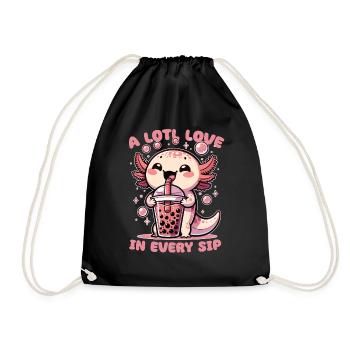 Kawaii Axolotl Bubble Tea Boba Axolotl - Turnbeutel - Schwarz - Vorne