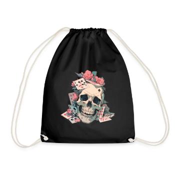 Poker Poker Player Casino Card Game - Drawstring Bag - black - Front