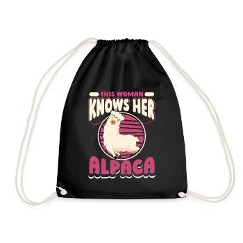 This Woman Knows Her Alpaca Lama Pako Huacaya - Drawstring Bag - black - Front