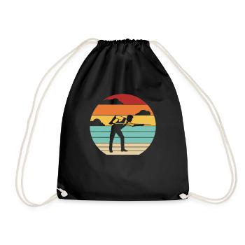 Retro Pool Table Billiards Snooker - Drawstring Bag - black - Front