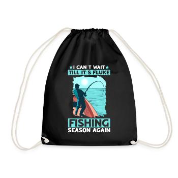 Fisherman Fishing Catcher, Fisherman's Fishing Rod, - Drawstring Bag - black - Front