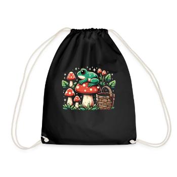 Cottagecore Grenouille Champignon Esthétique - Sac de sport léger - noir - Devant