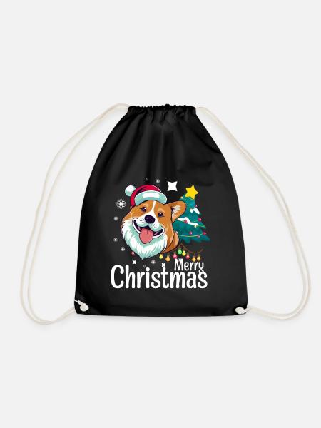 Merry Christmas Welsh Corgi Hund Weihnachten - Turnbeutel - Schwarz