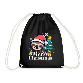 Merry Christmas Sloth Christmas - Drawstring Bag - black - Front