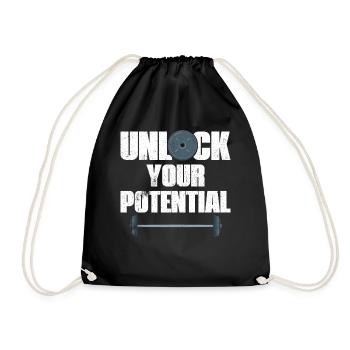 Unlock Your Potential Gym Fitness Workout - Turnbeutel - Schwarz - Vorne
