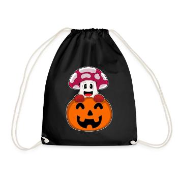 Pilz Halloween Kürbis - Turnbeutel - Schwarz - Vorne