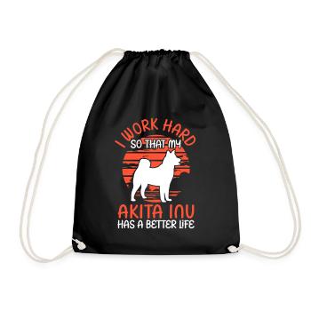 Work for Akita Inu Shiba Inu - Drawstring Bag - black - Front