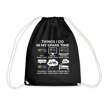 Things I Do in my Spare Time - Rugby Union - Drawstring Bag - black - Front
