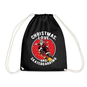 Skater Skatebaord Outfit Christmas Love - Drawstring Bag - black - Front