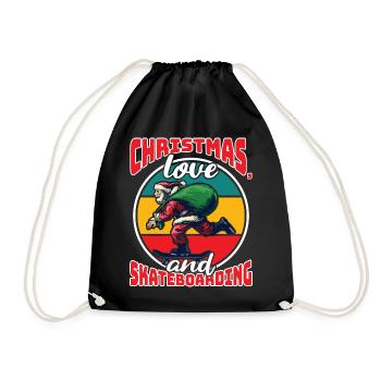 Skater Skatebaord Outfit Christmas Love - Drawstring Bag - black - Front