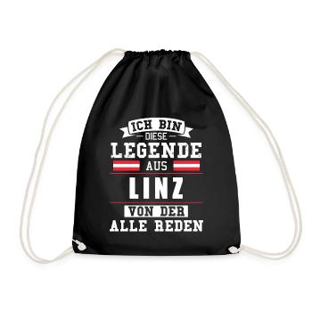 Stadt Linz Österreich Legende Spruch - Turnbeutel - Schwarz - Vorne