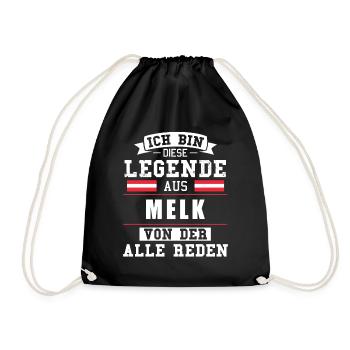 Stadt Melk Österreich Legende Spruch - Turnbeutel - Schwarz - Vorne