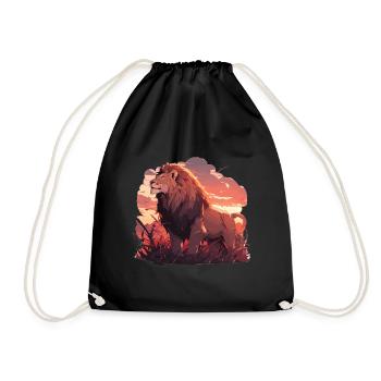 Lion, Chat Sauvage, Tête De Lion, Lion, Bébé, Gros Chat - Sac de sport léger - noir - Devant
