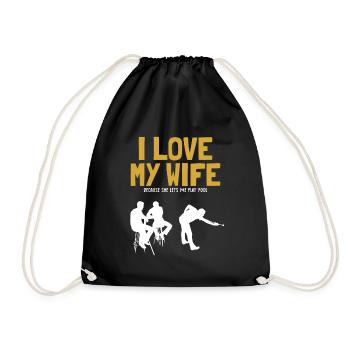 I love my Wife Pool Billiards Snooker - Turnbeutel - Schwarz - Vorne
