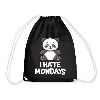Entzückender "I Hate Mondays" Panda - Turnbeutel - Schwarz - Vorne