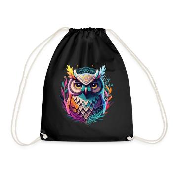 Tribal Eule: Perfektes Geschenk für Eulenfans - Turnbeutel - Schwarz - Vorne