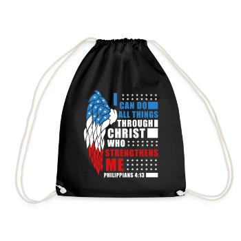 Bible Verse Philippians 4:13 Inspiring Patriotic C - Turnbeutel - Schwarz - Vorne