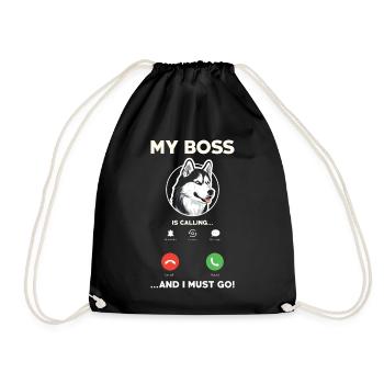 Siberian Husky - Drawstring Bag - black - Front