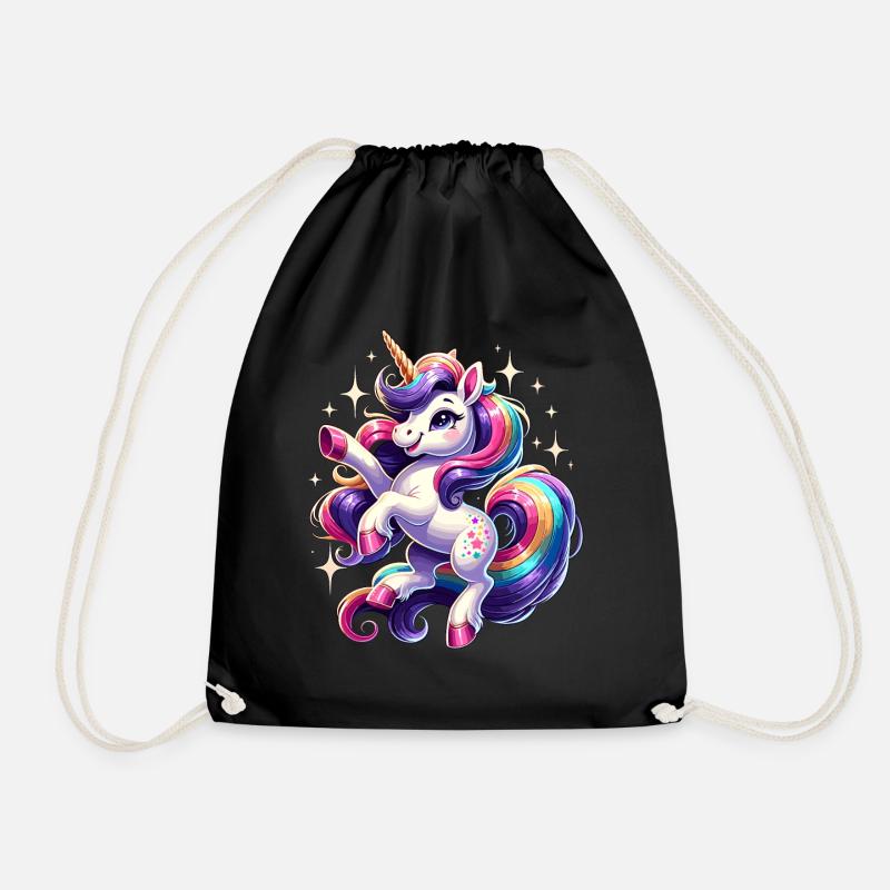 Regenbogen Einhorn Fantasie Schönes Einhorn - Turnbeutel - Schwarz