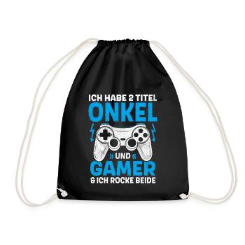 ZWEI TITEL ONKEL UND GAMER ROCKE BEIDE GAMING - Turnbeutel - Schwarz - Vorne