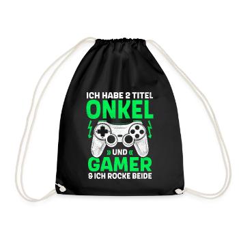 ZWEI TITEL ONKEL UND GAMER ROCKE BEIDE GAMING - Turnbeutel - Schwarz - Vorne