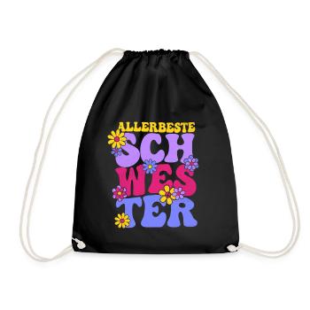 ALLERBESTE SCHWESTER 70ER RETRO HIPPIE SCHWESTERN - Turnbeutel - Schwarz - Vorne