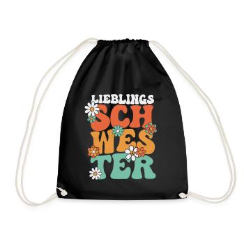 LIEBLINGSSCHWESTER 70ER RETRO HIPPIE SCHWESTER - Turnbeutel - Schwarz - Vorne