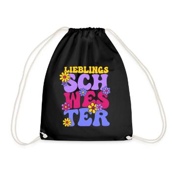 LIEBLINGSSCHWESTER 70ER RETRO HIPPIE SCHWESTER - Turnbeutel - Schwarz - Vorne
