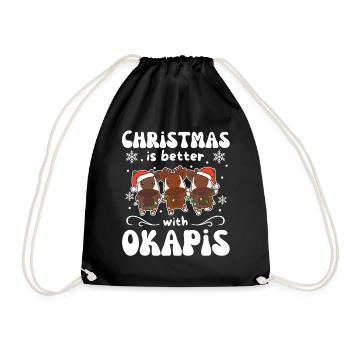 Christmas is better with okapis - Drawstring Bag - black - Front