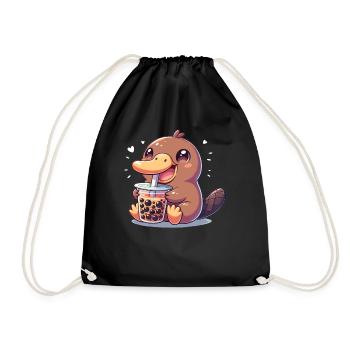 Kawaii Schnabeltiere Bubble Tea Boba Schnabeltier - Turnbeutel - Schwarz - Vorne