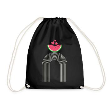 Wassermelonenhemd, Wassermelonenscheibe Melone Sommer - Turnbeutel - Schwarz - Vorne