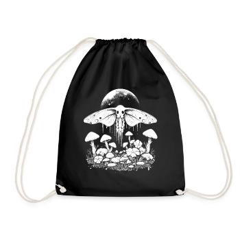 Fairy Grunge Motte Pilze Aesthetic Fairycore Mond - Turnbeutel - Schwarz - Vorne