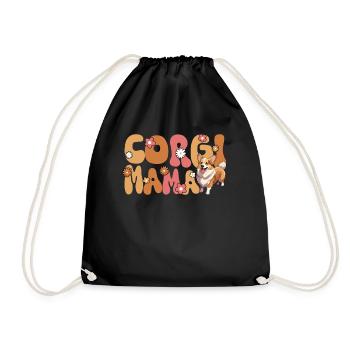 Welsh Corgi Pembroke Groovy Corgi Mom - Drawstring Bag - black - Front