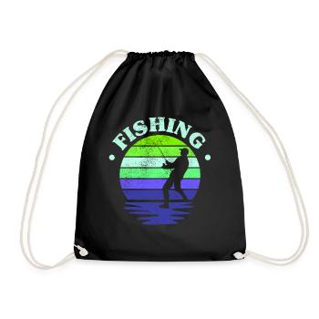 Fishing, Angler, Fisherman Fishing and Pike Fishing - Drawstring Bag - black - Front