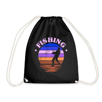 Fishing, Angler, Fisherman Fishing and Pike Fishing - Drawstring Bag - black - Front