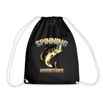 Fishing, Angler, Fisherman Fishing and Pike Fishing - Drawstring Bag - black - Front