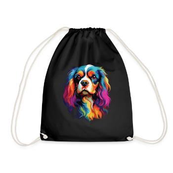 Aquarelle colorée Cavalier King Charles - Sac de sport léger - noir - Devant