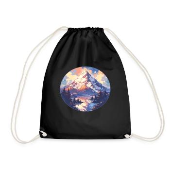 Mountain Mountains Mountain Mountains Mountain Landscape Mountaineer - Drawstring Bag - black - Front