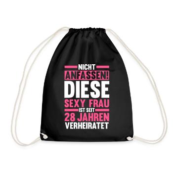 Ehe Nelkenhochzeit 28 Jahre Verheiratet Hochzeitst - Turnbeutel - Schwarz - Vorne