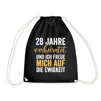 Ehe Nelkenhochzeit 28 Jahre Verheiratet Hochzeitst - Turnbeutel - Schwarz - Vorne