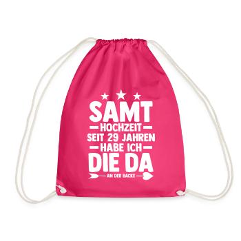 Ehe Samthochzeit 29 Jahre Verheiratet Hochzeitstag - Turnbeutel - Fuchsia - Vorne