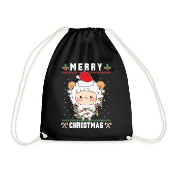 Joyeux Noël Doux Père Noël Mouton Noël moche - Sac de sport léger - noir - Devant