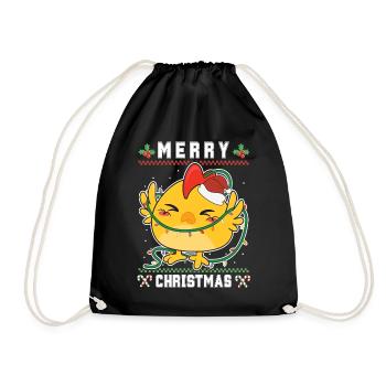 Merry Christmas Sweet Santa Chick - Ugly Christmas - Drawstring Bag - black - Front