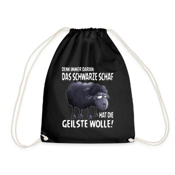 Schafe Schaf die geilste Wolle Bauern Schafhirte - Turnbeutel - Schwarz - Vorne