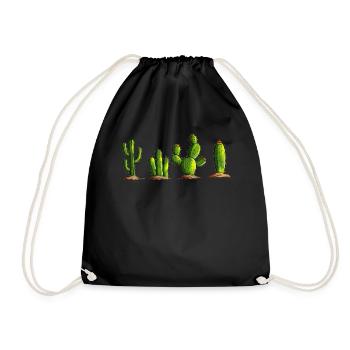 Wüstenpflanze Kaktus Kakteen Mexiko Wüste Garten - Turnbeutel - Schwarz - Vorne