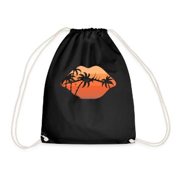 Retro Beach Sunset Summer Tropical Lips - Turnbeutel - Schwarz - Vorne